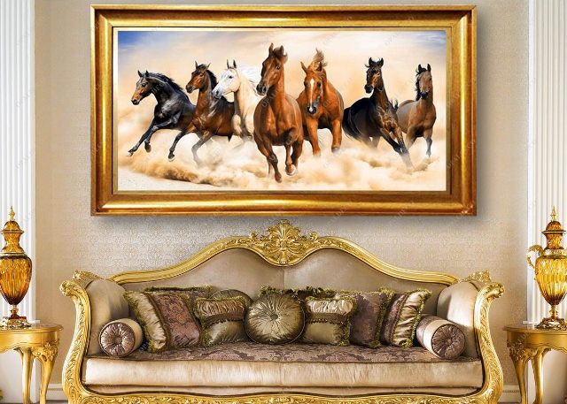 A1038-Seven horses-Pictorial Carpet