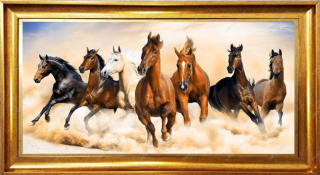 A1038-Seven horses-Pictorial Carpet