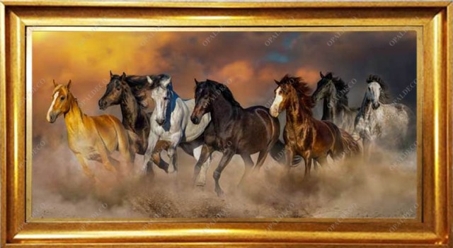 A1044-Seven horses-Pictorial Carpet