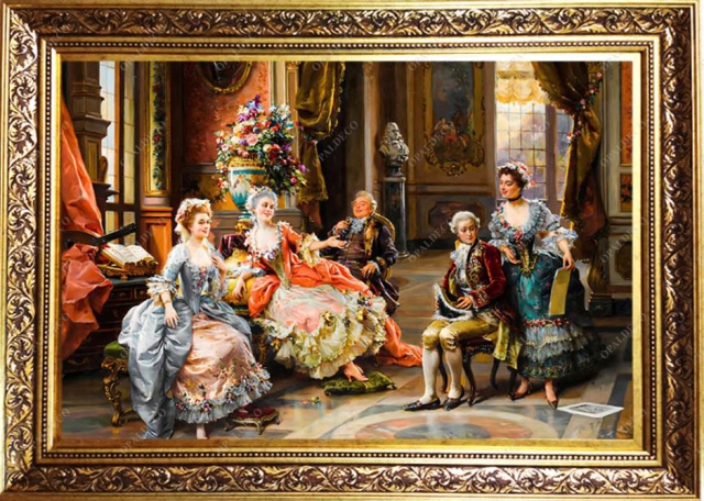 An Elegant Gathering-Cesare AugusteDetti-Pictorial Carpet
