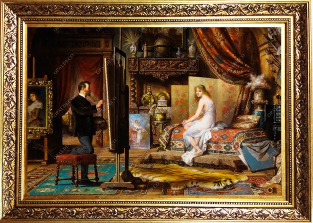 The Artist and his Model-Carl Schweninger-Pictorial Carpet