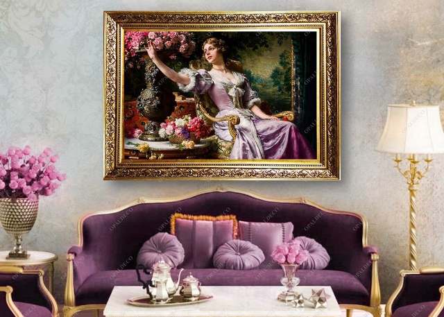Lady in a Lilac Dress with Flowers- Władysław Czachórski-Pictorial Carpet