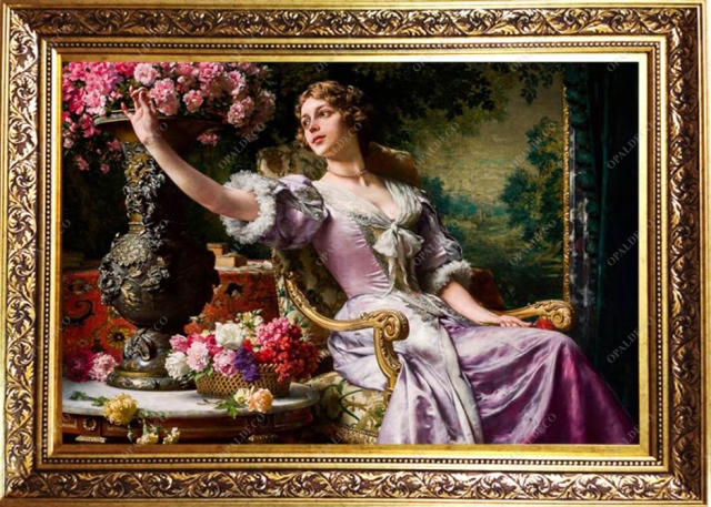 Lady in a Lilac Dress with Flowers- Władysław Czachórski-Pictorial Carpet